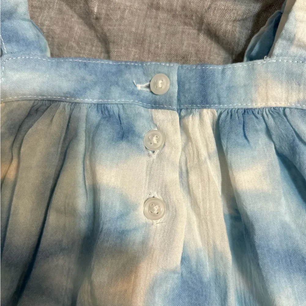 Janie and Jack Shibori Bow Strap Dress in Angel Falls Blue Size 0-3 Months